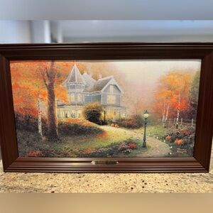 Thomas Kinkade illuminating canvas framed wall art - Autumn Blessings